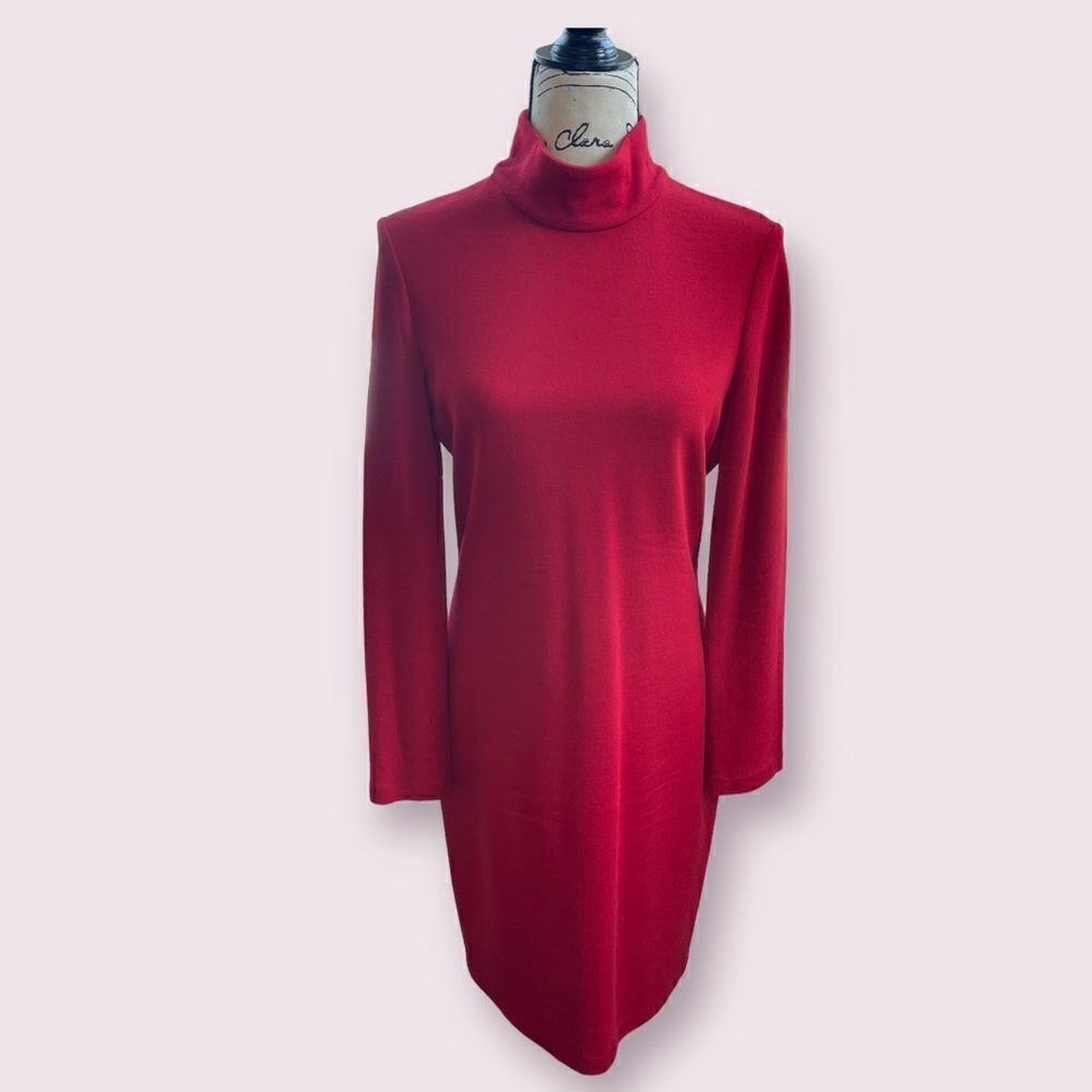 St. John Red Wool Blend Sheath Dress
